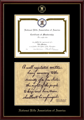 National Rifle Association of America diploma frame - Double Certificate Second Amendment Edition Frame in Galleria