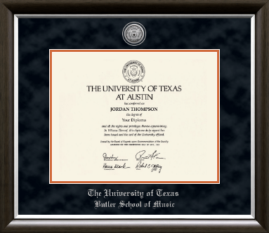 The University of Texas at Austin diploma frame - Silver Engraved Medallion Diploma Frame in Devonshire