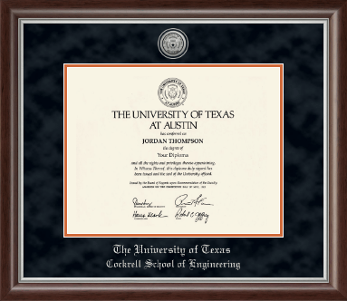 The University of Texas at Austin diploma frame - Silver Engraved Medallion Diploma Frame in Devonshire