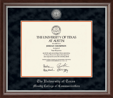 The University of Texas at Austin diploma frame - Silver Engraved Medallion Diploma Frame in Devonshire