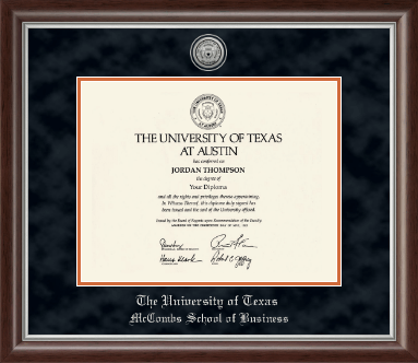 The University of Texas at Austin diploma frame - Silver Engraved Medallion Diploma Frame in Devonshire