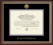 College of the Holy Cross diploma frame - Gold Engraved Medallion Diploma Frame in Hampshire