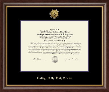 College of the Holy Cross diploma frame - Gold Engraved Medallion Diploma Frame in Hampshire