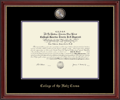 College of the Holy Cross diploma frame - Purple Enamel Masterpiece Medallion Diploma Frame in Kensington Gold