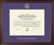 College of the Holy Cross Gold Embossed Diploma Frame in Studio
