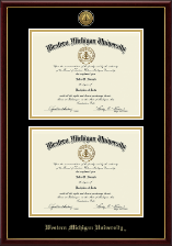 Western Michigan University diploma frame - Gold Engraved Double Diploma Frame in Galleria