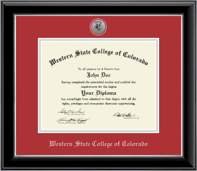Western State College of Colorado diploma frame - Silver Engraved Diploma Frame in Onyx Silver