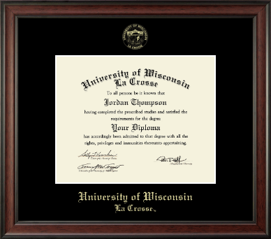 University of Wisconsin La Crosse diploma frame - Gold Embossed Diploma Frame in Studio