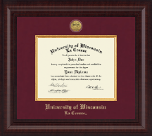 University of Wisconsin La Crosse Presidential Gold Engraved Diploma Frame in Premier