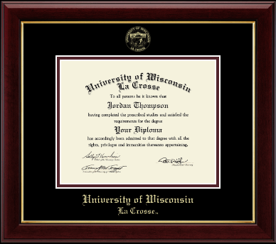 University of Wisconsin La Crosse diploma frame - Gold Embossed Diploma Frame in Gallery
