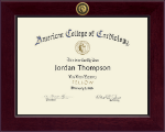 American College of Cardiology Century Gold Engraved Certificate Frame in Cordova