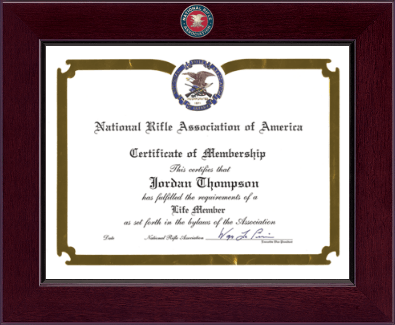National Rifle Association of America certificate frame - Century Masterpiece Certificate Frame in Cordova