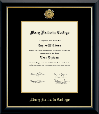Mary Baldwin College diploma frame - Gold Engraved Diploma Frame in Onyx Gold