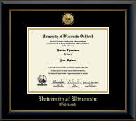 University of Wisconsin Oshkosh Gold Engraved Medallion Diploma Frame in Onyx Gold