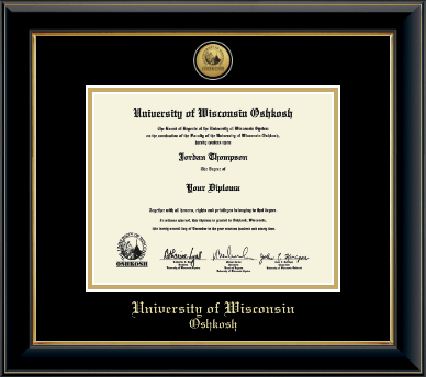 University of Wisconsin Oshkosh diploma frame - Gold Engraved Medallion Diploma Frame in Onyx Gold