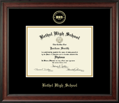 Bethel High School in Connecticut diploma frame - Gold Embossed Diploma Frame in Studio