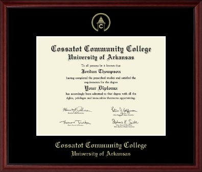 Cossatot Community College University of Arkansas diploma frame - Gold Embossed Diploma Frame in Camby