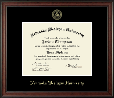 Nebraska Wesleyan University diploma frame - Gold Embossed Diploma Frame in Studio