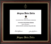 Sigma Beta Delta Honor Society Gold Embossed Certificate Frame in Studio Gold