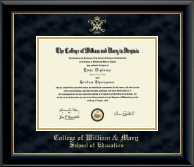 William & Mary diploma frame - Gold Embossed Diploma Frame in Onyx Gold