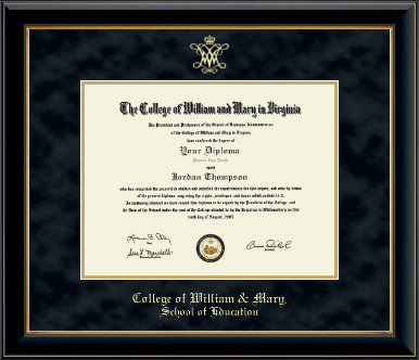William & Mary diploma frame - Gold Embossed Diploma Frame in Onyx Gold