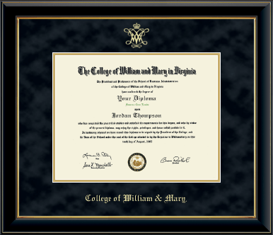 William & Mary diploma frame - Gold Embossed Diploma Frame in Onyx Gold