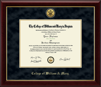 William & Mary diploma frame - Gold Engraved Medallion Diploma Frame in Gallery