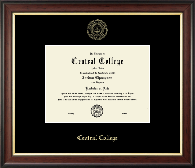 Central College embossed frame - Gold Embossed Diploma Frame in Studio Gold
