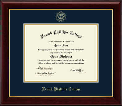 Frank Phillips College diploma frame - Gold Embossed Diploma Frame in Gallery