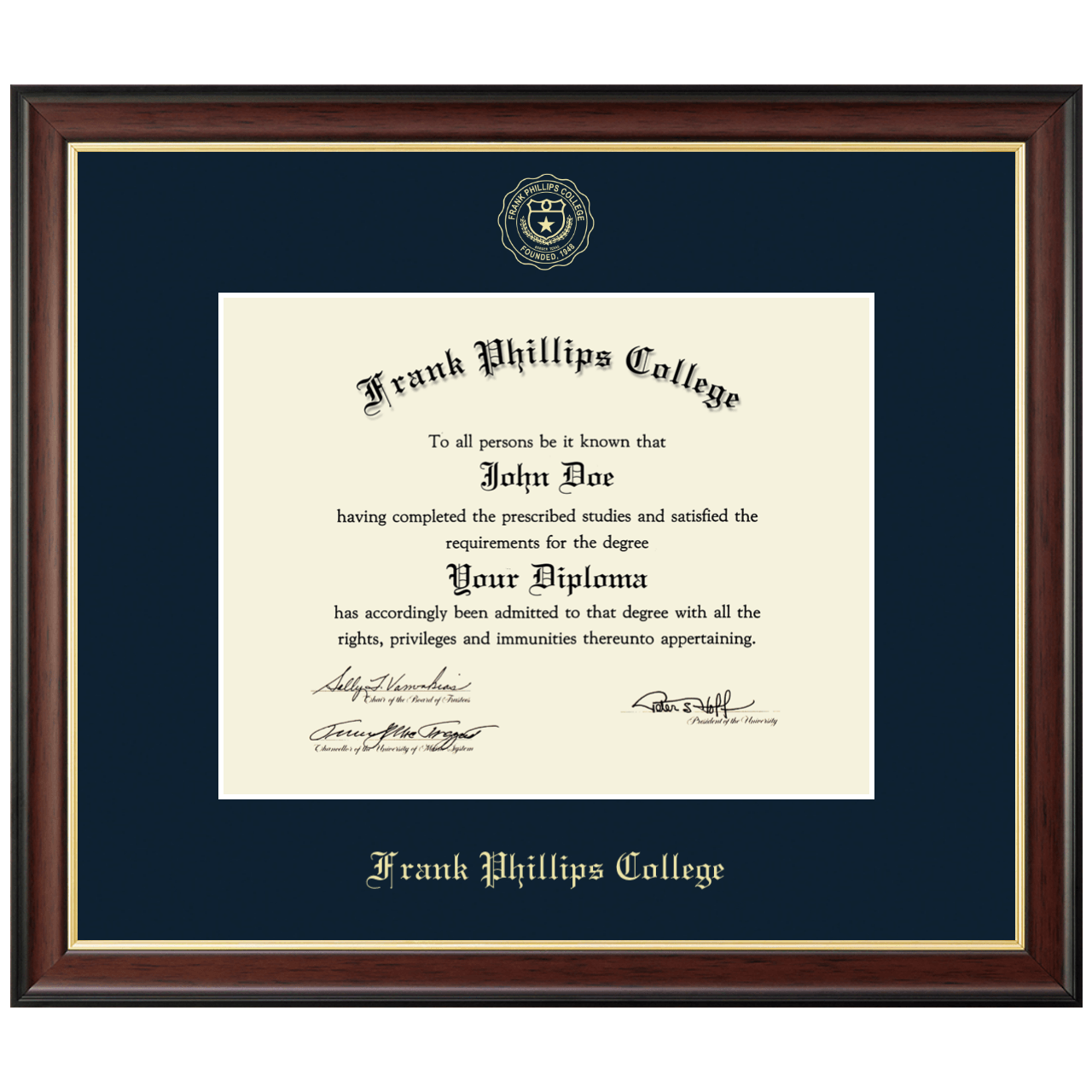 Gold Embossed Diploma Frame in Studio Gold Frank Phillips College