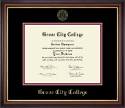 Grove City College Gold Embossed Diploma Frame in Regency Gold