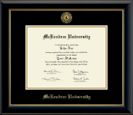 McKendree University Gold Engraved Medallion Diploma Frame in Onyx Gold
