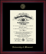University of Missouri Columbia Gold Embossed Achievement Edition Diploma Frame in Academy