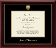 State of Wisconsin Gold Engraved Medallion Certificate Frame in Gallery