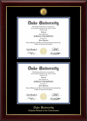 Duke University diploma frame - 23K Double Diploma Frame in Gallery