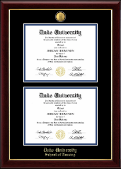 Duke University 23K Double Diploma Frame in Gallery