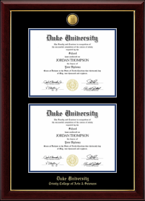 Duke University diploma frame - 23K Double Diploma Frame in Gallery