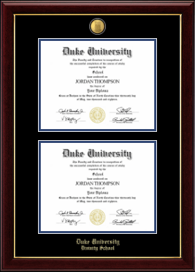 Duke University diploma frame - 23K Double Diploma Frame in Gallery