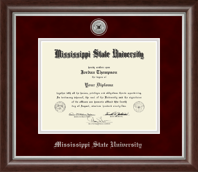 Mississippi State University diploma frame - Silver Engraved Diploma Frame in Devonshire