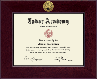 Tabor Academy diploma frame - Century Gold Engraved Diploma Frame in Cordova