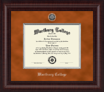 Wartburg College Presidential Silver Engraved Diploma Frame in Premier