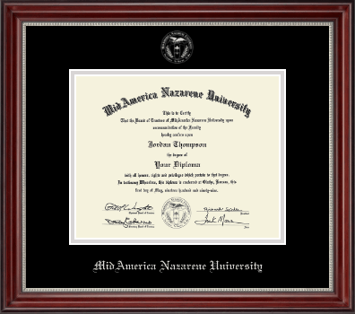 MidAmerica Nazarene University diploma frame - Silver Embossed Diploma Frame in Kensington Silver