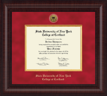 State University of New York Cortland Presidential Gold Engraved Diploma Frame in Premier