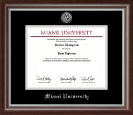 Miami University Silver Engraved Medallion Diploma Frame in Devonshire