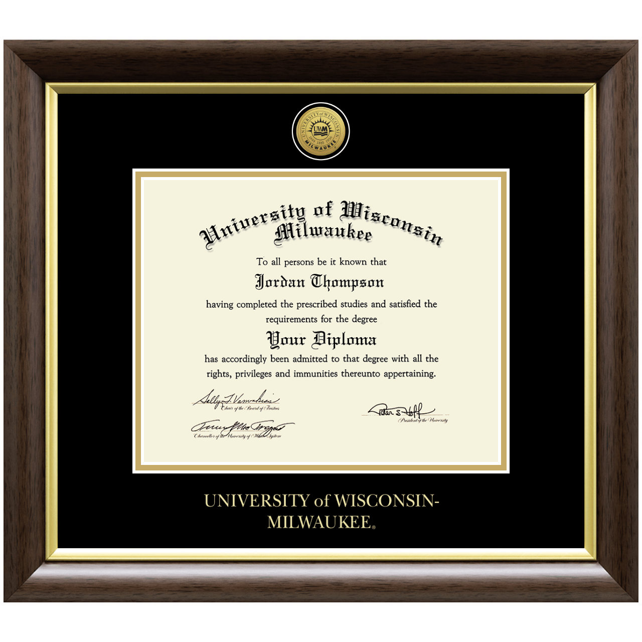 Gold Engraved Medallion Diploma Frame in Hampshire University of