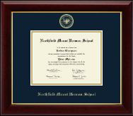 Northfield Mount Hermon School Gold Embossed Diploma Frame in Gallery