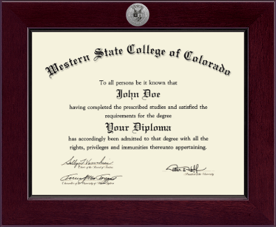 Western State College of Colorado diploma frame - Century Silver Engraved Diploma Frame in Cordova
