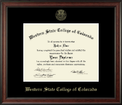 Western State College of Colorado Gold Embossed Diploma Frame in Studio