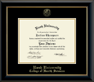 Rush University Gold Embossed Diploma Frame in Onyx Gold