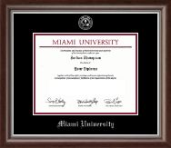 Miami University Silver Embossed Diploma Frame in Devonshire